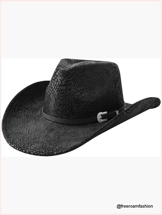 Snakeskin Cowboy Hat with Belt Buckle - Unisex Western Party Rodeo Hat main image 6